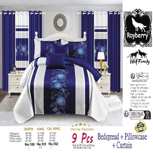 American Style Full Size 9-Piece <strong>Bedding</strong> <strong>Set</strong> &amp; Curtains Floral Pattern Bedspread With Polyester Fill Matching Sheet Collections - Product Image 6