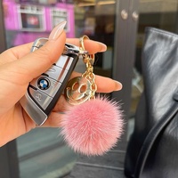 Pendentif boule de fourrure de vison en peluche, mignon et tendance, accessoire de sac pour couple, porte-clés de voiture, chaîne simple à suspendre pour la poche