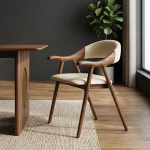 Luxury Midcentury Teak Wood <b>Dining</b> Chair Eco-Friendly Upholstered <b>Armchair</b> with Backrest for Apartment and Hotel Use - Product Image 2