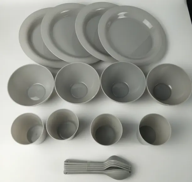 20PCS פלסטיק חד פעמי מזון מיכל לשימוש חוזר צלחת כוס קערת סט כלי אוכל וסכו"ם סט