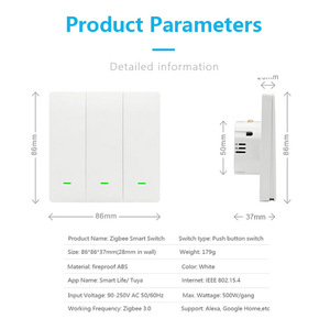 Estándar DE LA UE 86 tipo Tuya Zigbee interruptor de pared Smart Life teléfono interruptor de botón remoto Control de voz a través de Alexa <span class=keywords><strong>Google</strong></span> Home - Product Image 6