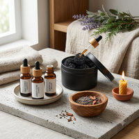 Diffuseur en pierre de lave noire naturelle en gros avec contenant métallique pour aromathérapie et décoration de bureau