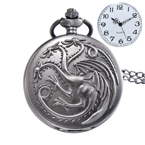 Кварцевые часы в винтажном стиле, большие размеры, римские карманные часы с тремя головками дракона - Product Image 4