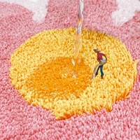 Tapis de bain moelleux et antidérapant Justup Tufted Flower, haute capacité d'absorption, pour salle de bain, salon, toilettes, 50x50cm (Rose)