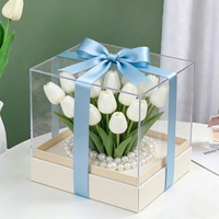 Boîte de présentation en acrylique pour fleurs, personnalisable et flexible, avec couvercle, résistante à l'eau, écologique, pour le rangement, la décoration et l'emballage