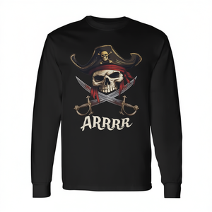 Camiseta de manga larga con diseño de calavera y espadas piratas ARRR - Product Image 2