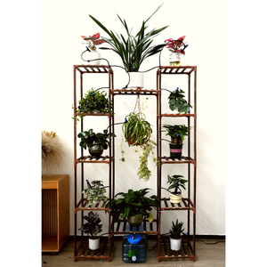 Indoor drip irrigation plant stand, solid wood <b>shelf</b>, multi-tiered floor-standing potted plant stand for living room and - Product Image 3