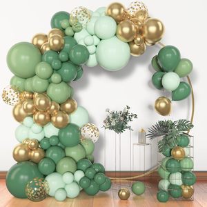153 Uds. Diferentes tamaños 18 12 10 5 pulgadas Salvia verde globo guirnalda arco Kit oro látex metálico confeti globos Primera Comunión - Product Image 1