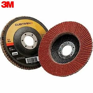 Disque à lamelles 3M 967A Cubitron <span class=keywords><strong>II</strong></span> en céramique à trous ronds, abrasifs, 4 1/2 pouces, 5 pouces, 6 pouces, P36 à P120 pour le polissage et l'ébavurage du métal - Product Image 1