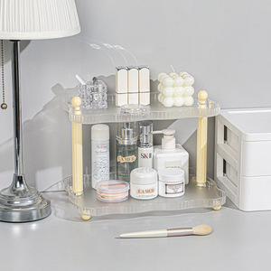 Desktop Double-layer Non-folding Standing <b>Storage</b> <b>Rack</b> Plastic Cosmetic <b>Rack</b> for Student Dormitory Office Table - Product Image 5