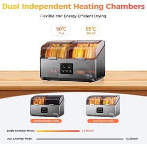 Séchoir à filament Creality SpacePi X4, 4 bobines, double chauffage indépendant, température maximale 85°C, machine de séchage du plastique - Product Image 4