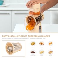 Multifunctionele Handmatige Trommelnotenkaas Roterende Groenterasp Mandoline Cutter Fruithakmachine En 5 Verstelbare Messen Gereedschap