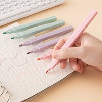 Surligneurs Mini Pastel 12 Couleurs Personnalisables avec Logo pour Enfants, Pointe Biseautée, Emballage Libre, Utilisation Bureau et École