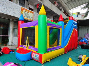 Château gonflable coloré avec toboggan sec, salle de saut intérieure, mur d'<span class=keywords><strong>escalade</strong></span>, maison de jeu et trampoline gonflable pour enfants - Vente en gros - Product Image 3