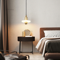 Lampe suspendue nordique mini en marbre avec abat-jour doré LED, angle de faisceau de 360°, luminaire suspendu au plafond pour salon