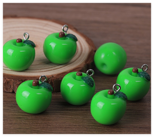 All'ingrosso casa delle bambole natale verde rosso realistico artificiale 3D vigilia di natale mela con gancio resina frutta scultura arti figurine - Product Image 4