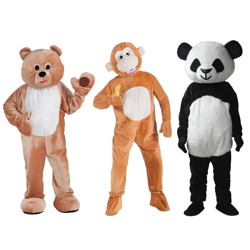 Fabbrica diretta di alta qualità peluche mascotte Costume cartone animato orso scimmia Panda abbigliamento personalizzato adulti divertenti e costumi carini per la parte