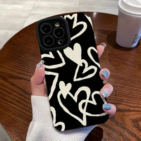 Coque de protection antichoc tendance en TPU motif cœur mignon pour iPhone 18, 17 Air, 16, 16 Pro, 15, 15 Pro Max, 14 Pro Max