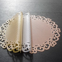 Nouveau Tapis de Table en PVC à Motif Grille Creuse Estampé Or, Design Minimaliste, Résistant à la Chaleur, Sans Lavage, Circulaire, Vente Directe Usine