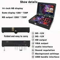 Console de jeu d'arcade portable KBX Ku-5455 avec écran HD 14 pouces, joystick, double joueur, lecteur MP3, connectivité USB/filaire, pour l'extérieur, en anglais