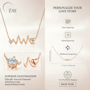 Collier à chaîne VM.Jewelry, série chic, or rose 18 carats, serti de diamants, cœur en forme de W, style classique, certifié NGTC, fête des mères - Product Image 6