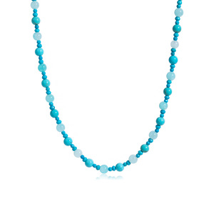 Turquoise <b>Beaded</b> <b>Necklace</b> With Gold Clasp Round Ball Shape Fashion Jewelry For Women - Product Image 5