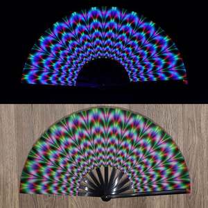 Abanico de tela de arte popular a todo color vibrante de 33 cm con marco de plástico duradero y técnica de bambú pintado para decoración del hogar para Año Nuevo - Product Image 5