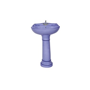 Lavabo sur pied en céramique monobloc de luxe pour la maison, design moderne, avec montage de robinet monotrou, capacité personnalisable - Product Image 2