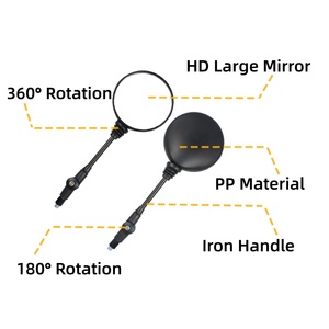 Rétroviseur universel pliable rond pour moto, scooter, vélo électrique, VTT, UTV, moto tout-terrain, rétroviseur convexe HD réglable - Product Image 3