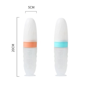 Cuillère d'alimentation en silicone écologique pour bébé, <span class=keywords><strong>biberon</strong></span> à presser pour céréales, cuillère à succion en silicone pour enfants - Product Image 6