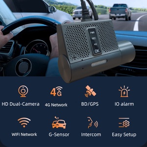 Caméra de tableau de bord intelligente 1080p 2CH 4G WIFI GPS avec double caméra, suivi GPS, bouton <span class=keywords><strong>SOS</strong></span>, commande vocale TTS pour voiture, taxi, camion - Product Image 1