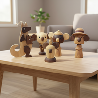 Figurines de kangourou et de koala en bois sculpté personnalisées, écologiques, très vendues, jouets, cadeaux, souvenirs, directement de l'usine
