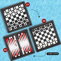 Plateau flottant de backgammon portable réversible plateau de jeu de dames d'échecs pliables pour les voyages et les jeux de piscine en plein air