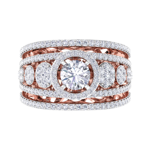 Anillo de Compromiso de Lujo con Diamante de Corte Redondo Chapado en Oro Rosa de 14K y 18K, Joyería Nupcial con Filigrana Intrincada para Mujer - Product Image 5