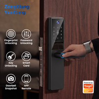 Serrure Intelligente Vidéo-Parlophone avec Déverrouillage par Empreinte Digitale, Contrôle par Application et Mot de Passe via l'Application Tuya - Alliage d'Aluminium pour Portes en Bois, Grade C