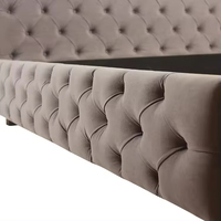 Cadre de lit Queen King Size Cadre de lit rembourré en velours de luxe avec boutons tuftés pour meubles de chambre à coucher