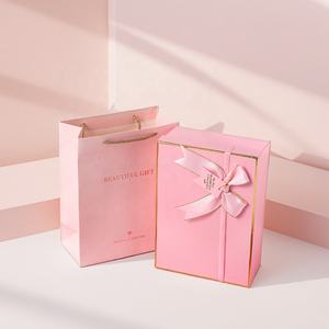 粉色蝴蝶结大新款专用纸盒糖果饰品包装工艺丝绸围巾盒礼品包装哑光层压烫金 - Product Image 1