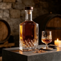 Bouteille de luxe en verre transparent de 750 ml en forme de pyramide pour vodka, whisky, brandy, gin, tequila, rhum, liqueur avec bouchon à vis