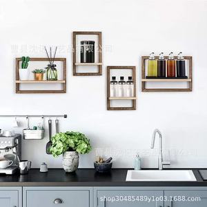 Wooden Wall-Mounted <b>Shelf</b> Rectangle Walnut 40x25cm 20.7x35.7cm Multipurpose Home Living Room Storage <b>Rack</b> - Product Image 3