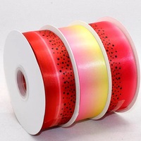 Ruban en satin polyester double face arc-en-ciel de 4 cm x 100 yards, motif floral de luxe, pour emballage cadeau DIY et fournitures artisanales