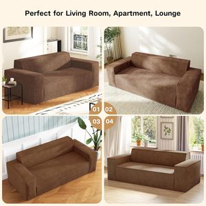 Modern 3-Seater Memory Foam Sectional Sofa Deep Seat Corduroy Fabric Compressed in a <b>Box</b> for Home or Hotel Use - Product Image 4