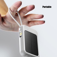 Batterie Externe Solaire 10000mAh 20000mAh Chargeur de Téléphone Portable avec 3 Câbles Intégrés Lumière LED Équipement de Survie d'Urgence en Plein Air