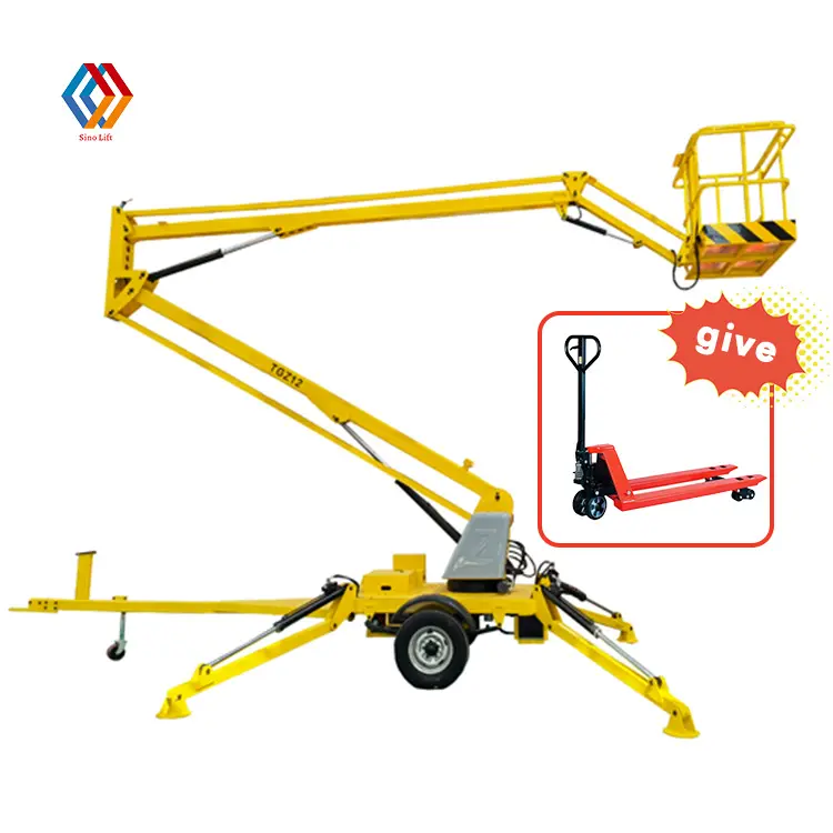 10-22 Meter Kualitas Tinggi Pabrik Outlet Listrik Tenaga Diesel Hidrolik Baterai Towable Trailer Lipat Boom Lift untuk Sewa