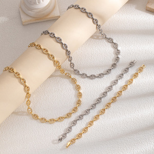 Gold Necklace Set Hollow Link <b>Chain</b> Zircon Jewelry For Anniversary Fashion Jewelry Sets - Product Image 4