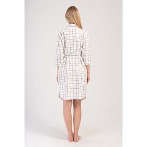 Chemise Tunique KADIN LYC SUPREM à Col Entièrement Boutonné 3/4 Manches ETEGI Ovale - Blanc Cassé - Product Image 5
