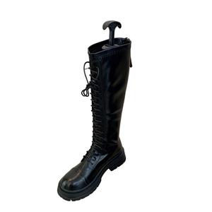 Botas de montar de lujo de alta gama para mujer, estilo western, con cordones, parte superior de microfibra, tacón de cuña grueso, antideslizantes y elegantes. - Product Image 4