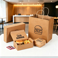 Carpas para llevar de comida rápida, biodegradables y ecológicas, con logotipo personalizado en relieve, para hamburguesas, papas fritas y pollo frito, al por mayor.