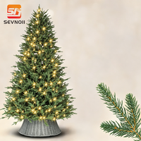 Sapin de Noël artificiel réaliste en PE vert pré-éclairé avec lumières LED blanc chaud