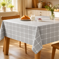 Housse de table en tissu durable PEVA gris à carreaux pour décoration événementielle et fêtes