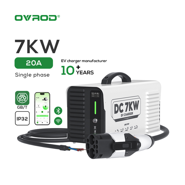 Ovrod High Quality 7KW DC Fast Ev Charger 20A GBT Electric Car Charger High-Speed Single Phase Portable EV Charging Station
